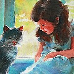 11-07-31 Mdchen mit Katze unbekannter Maler.Aquarell von Gunter Kaufmann IMG_5897 150x150 