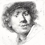 13-01-26 Rembrandt  Selbstbildnis 1630 Radierung, einzigartiger Zustand 5,1x4,6 cm, Amsterdam 150x150